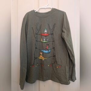 LIKE NEW - Cat & Jack Forest Animals Green Long Sleeve Shirt Boys M (8/10)